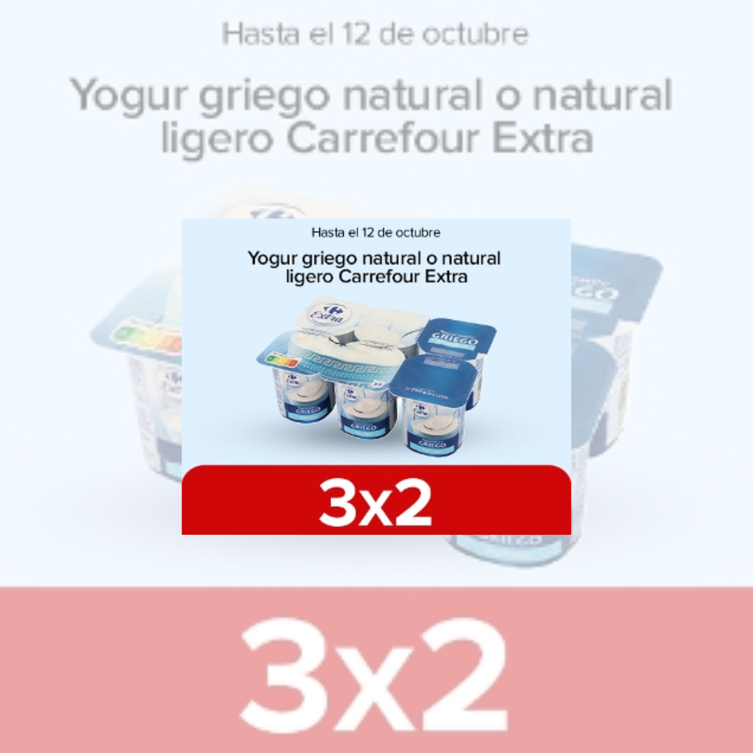 3x2 en Yogures Griego natural o ligero Carrefour